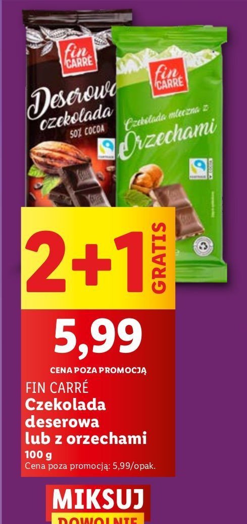 Czekolada z orzechami laskowymi Fin carre promocja w Lidl