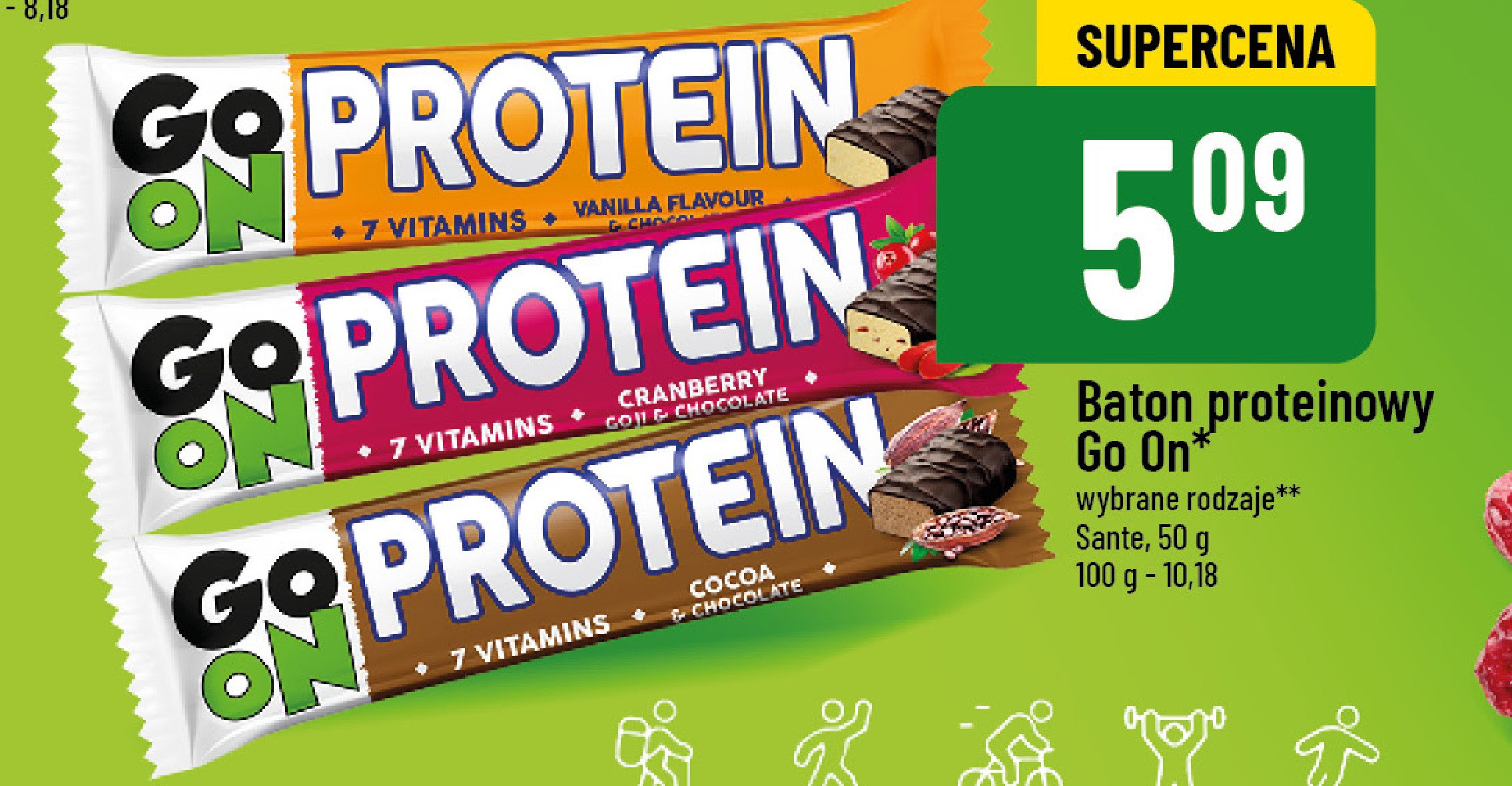 Baton proteinowy wanilia 25% Sante go on! protein promocja