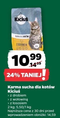 Karma sucha dla kotów z drobiem Kiciuś promocja w Netto