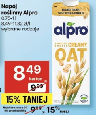 Napój roślinny Alpro wybrane rodzaje promocja w Delikatesy Centrum