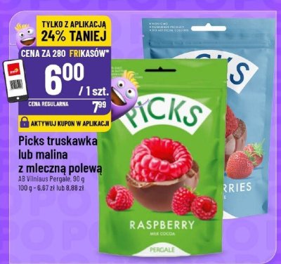 Picks truskawka lub malina z mleczną polewą promocja w POLOmarket