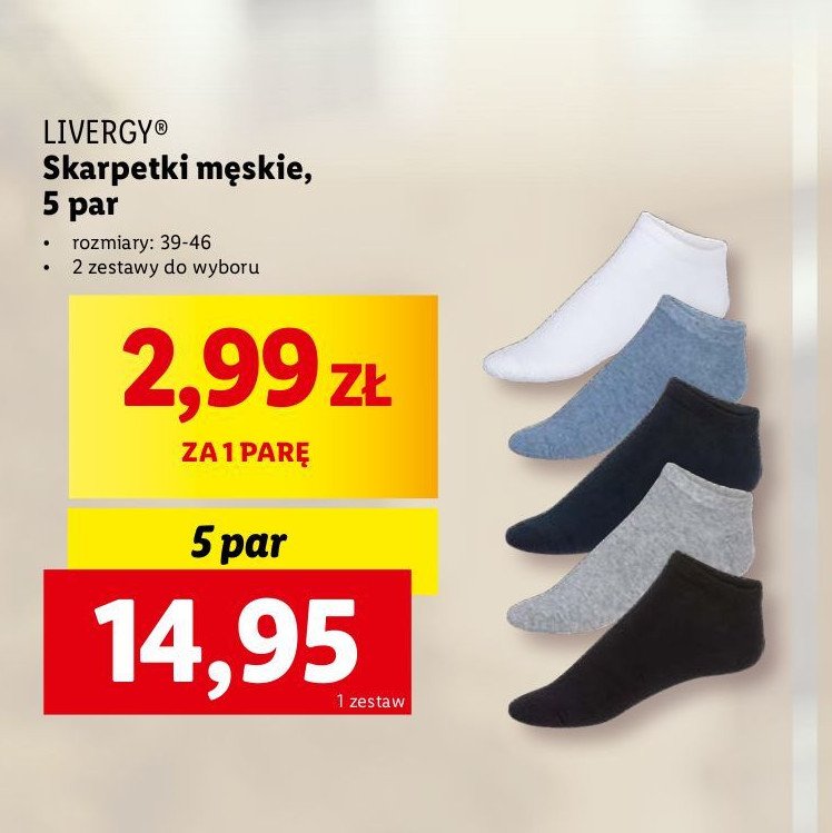 Skarpetki męskie rozm. 39-46 Livergy promocja