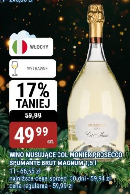 Wino musujące Col Monier Prosecco Spumante Brut Magnum 1,5 l promocja w bi1
