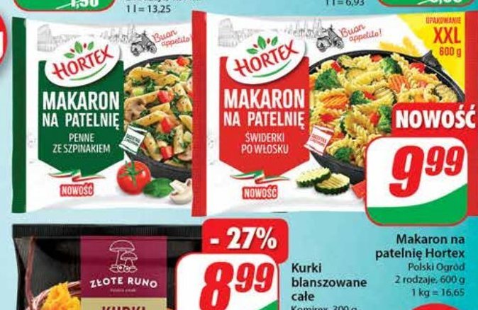 Makaron na patelni臋 艣widerki po w艂osku Hortex promocja
