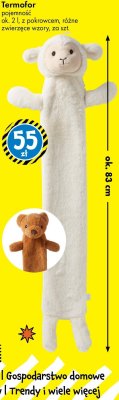 Termofor pojemność ok. 2 l, z pokrowcem, różne zwierzęce wzory promocja w Tedi