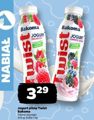 Jogurt pitny Twist Bakoma promocja w Netto