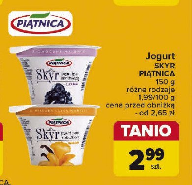 Jogurt typu islandzkiego waniliowy Piątnica skyr promocja w Carrefour Market