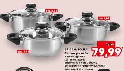 Zestaw garnków z wysokiej jakości stali nierdzewnej, odporne na ciepło uchwyty, do wszystkich rodzajów kuchenek, można myć w zmywarce promocja w Kaufland