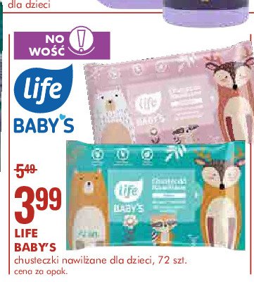Chusteczki nawilżane Life baby Life (super-pharm) promocja