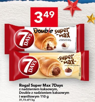 Rogal Super Max 7Days z nadzieniem kakaowym, Double z nadzieniem kakaowym i waniliowym 110 g promocja w LEWIATAN