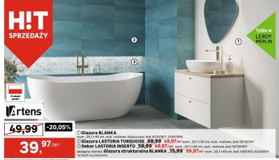 Glazura Lastoria Turquoise Artens promocja w Leroy Merlin