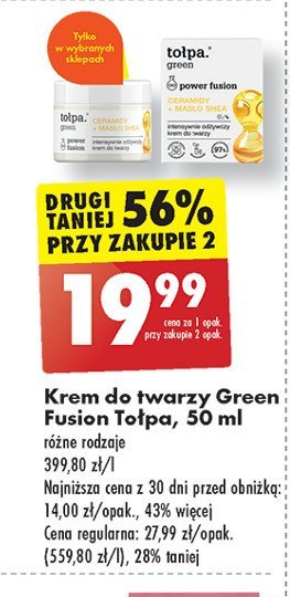 Intensywnie odżywczy krem do twarzy ceramidy + masło shea Tołpa green promocja