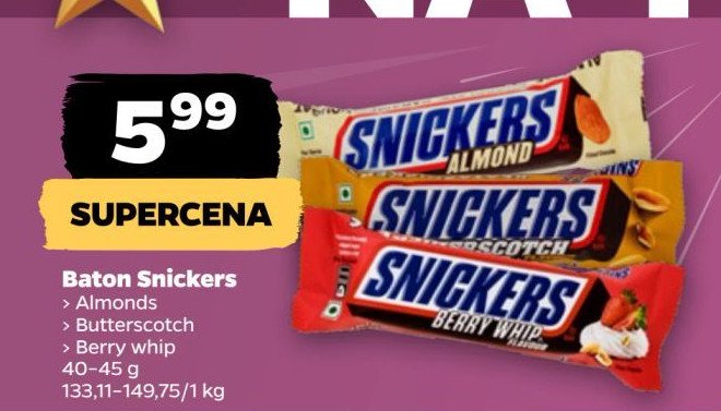 Baton Snickers berry whip promocja w Netto