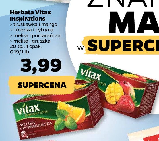 Herbata truskawka & mango Vitax inspirations promocje
