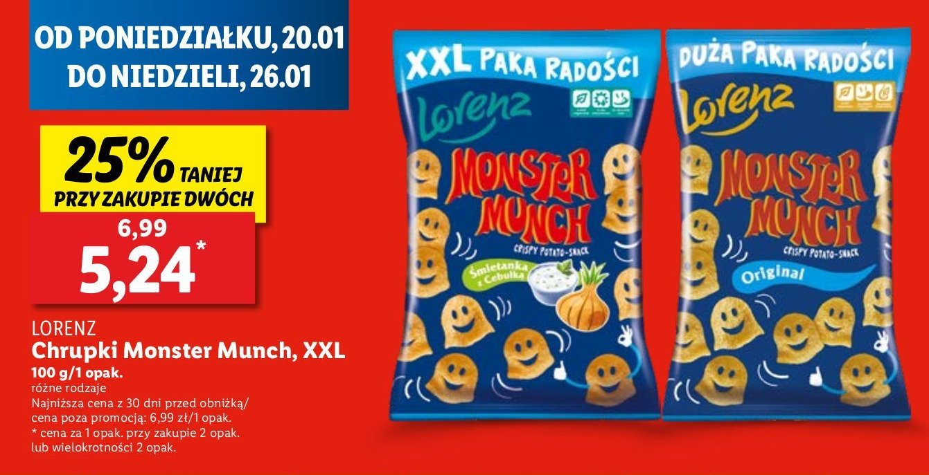 Chrupki śmietanka z cebulką Lorenz monster munch promocja