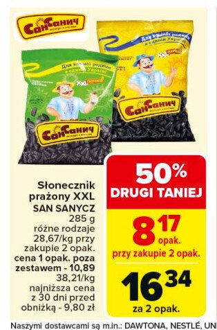 Słonecznik prażony solony San sanych promocja w Carrefour Market