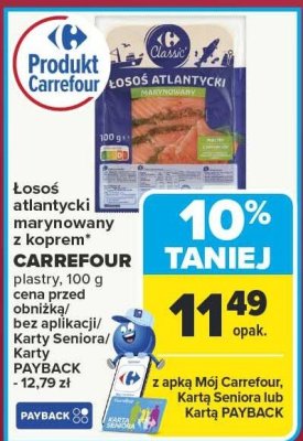 Łosoś atlantycki marynowany z koprem CARREFOUR plastry 100 g promocja w Carrefour Market