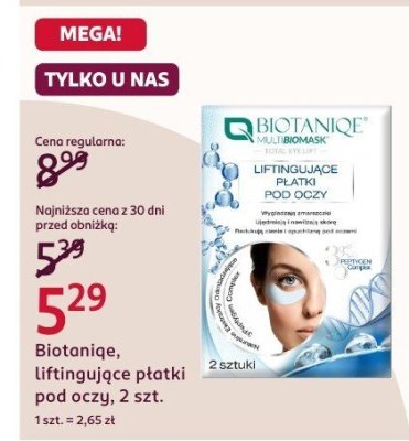 Biotaniqe płatki liftingujące pod oczy, 2 szt. promocja w Rossmann