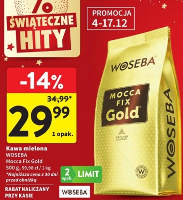Kawa mielona WOSEBA Mocca Fix Gold promocja w Intermarche
