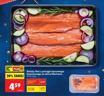 Świeży filet z pstrąga tęczowego łososiowego ze skórą  promocja w Biedronka