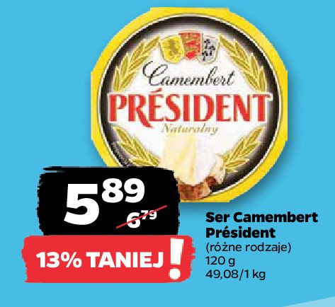 Ser pleśniowy camembert naturalny President promocja w Netto
