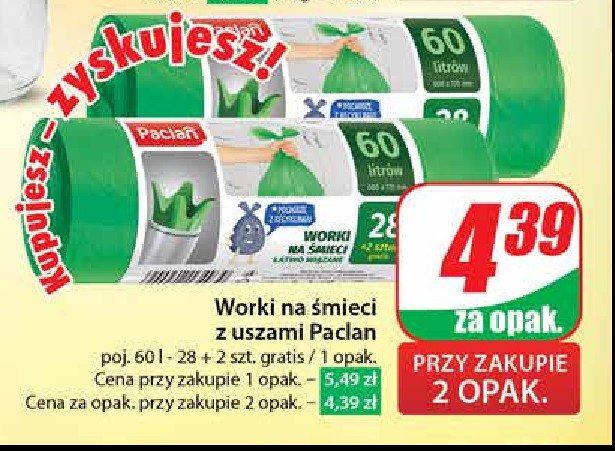 Worki na śmieci z uszami 60l Paclan promocja