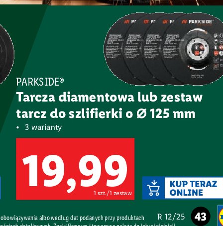 Zestaw tarcz 125 mm Parkside promocja w Lidl