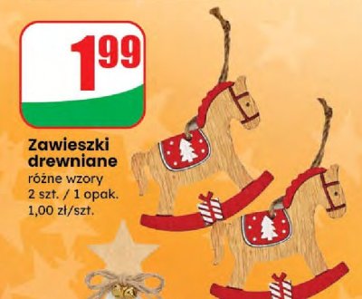 Zawieszki drewniane różne wzory promocja w Dino