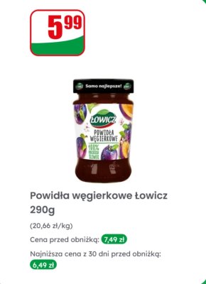 Powidła węgierkowo Łowicz 290g promocja w Dino