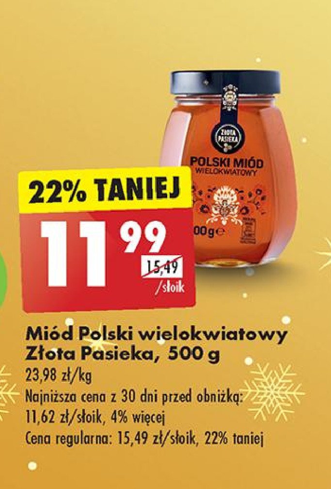 Miód wielokwiatowy Złota pasieka (biedronka) promocja w Biedronka