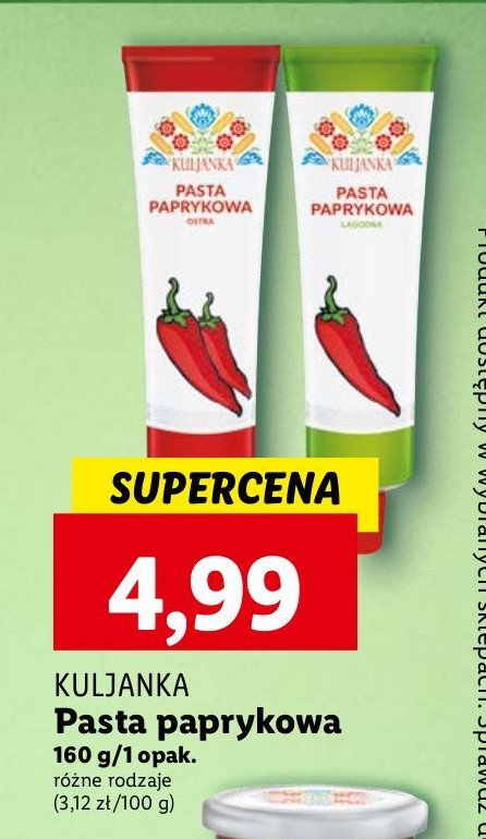 Pasta paprykowa ostra Kuljanka promocja