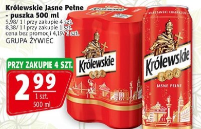 Piwo Królewskie Jasne Pełne - puszka promocja w Prim Market