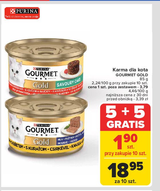 Karma dla kota mus z kurczaka Purina gourmet promocja