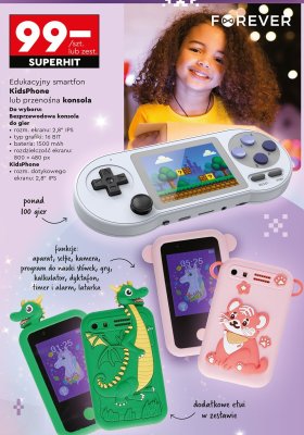Edukacyjny smartfon KidsPhone FOREVER - zielony smok promocja w Biedronka
