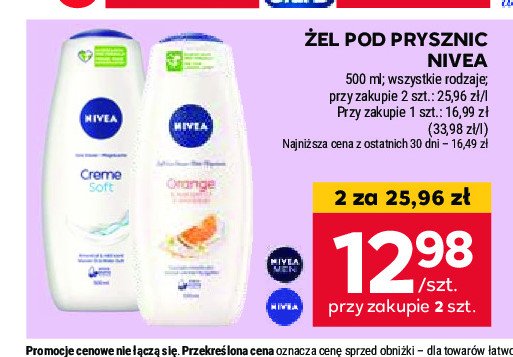 Żel pod prysznic Nivea creme soft promocja