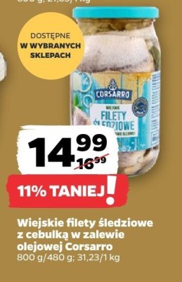 Wiejskie filety śledziowe z cebulką w zalewie olejowej Corsarro promocja w Netto