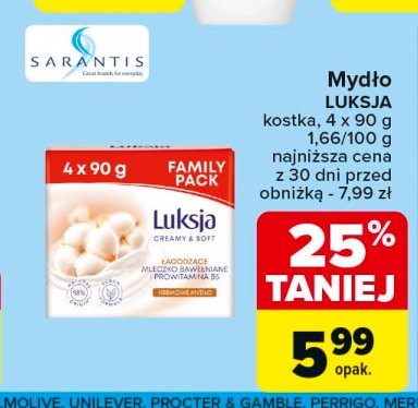 Mydło cotton milk & provitamin b5 Luksja creamy & soft promocja