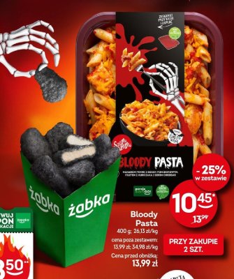 Pasta Bloody Pasta makaron penne z sosem pomidorowym, filetki z kurczaka i serem cheddar promocja w Żabka
