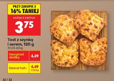 Tost z szynką i serem, 120 g promocja w Biedronka