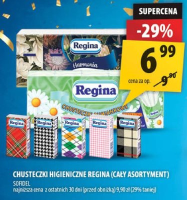 Chusteczki higieniczne Regina (cały asortyment) promocja w Arhelan