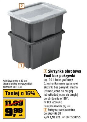 Skrzynka obrotowa Emil bez pokrywki transparentna promocja w OBI