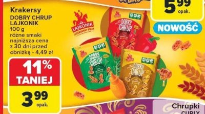 Krakersy Dobry Chrupak Lajkonik różne smaki 100g promocja w Carrefour