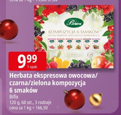 Herbata ekspresowa owocowa/czarna/zielona kompozycja 6 smaków promocja w Leclerc