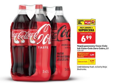 Napój gazowany Coca-Cola lub Coca-Cola Zero Cukru, 2l promocja w Biedronka