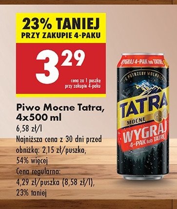 Piwo Tatra mocne promocja w Biedronka