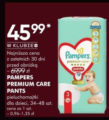 Pieluchomajtki Pampers Premium Care Pants dla dzieci 34-48 szt. promocja w Super-Pharm