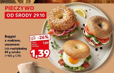 Bajgiel z makiem, sezamem lub rustykalny 80 g sztuka promocja w Kaufland