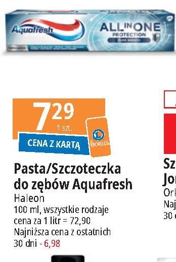 Pasta do zębów pure breath Aquafresh all-in-one protection promocja