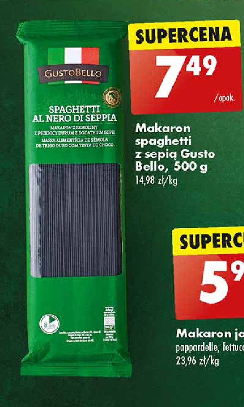 Makaron spaghetti z sepią Gustobello promocja w Biedronka