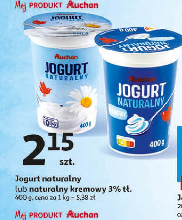 Jogurt naturalny Auchan różnorodne (logo czerwone) promocja